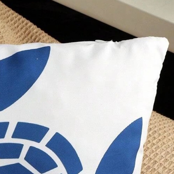 Coastal Pillow Cover Sea Turtle Nautical Graphic Beach 17.75” Square Blue White - Picture 16 of 16